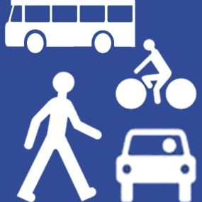panneau routier autobus vélo piéton voiture