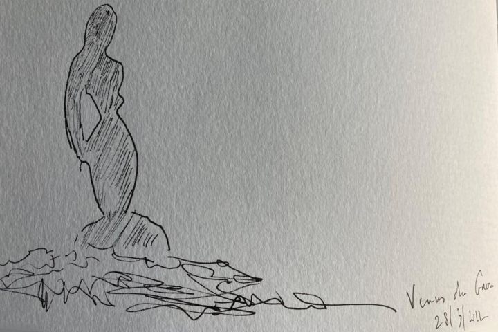 La Vénus du Gaou - mars 2022 - dessin de Christian Bigo offert à Eric Dussart